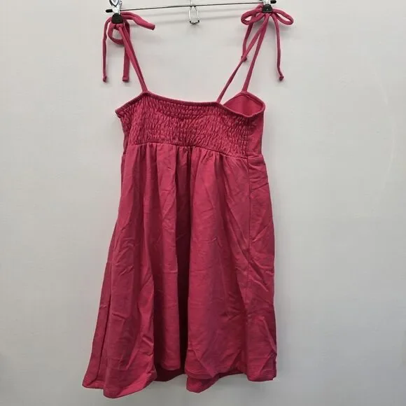 No Boundaries Women's Dress With Tieing Straps Size M 7-9 Jrs. Pink Punch (A3) - Picture 6 of 8